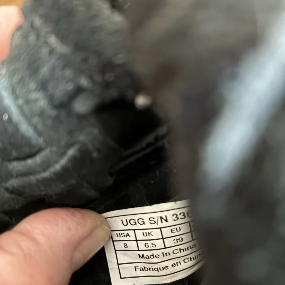 UGG Black Textured Heeled Boots - Picture 10 of 11